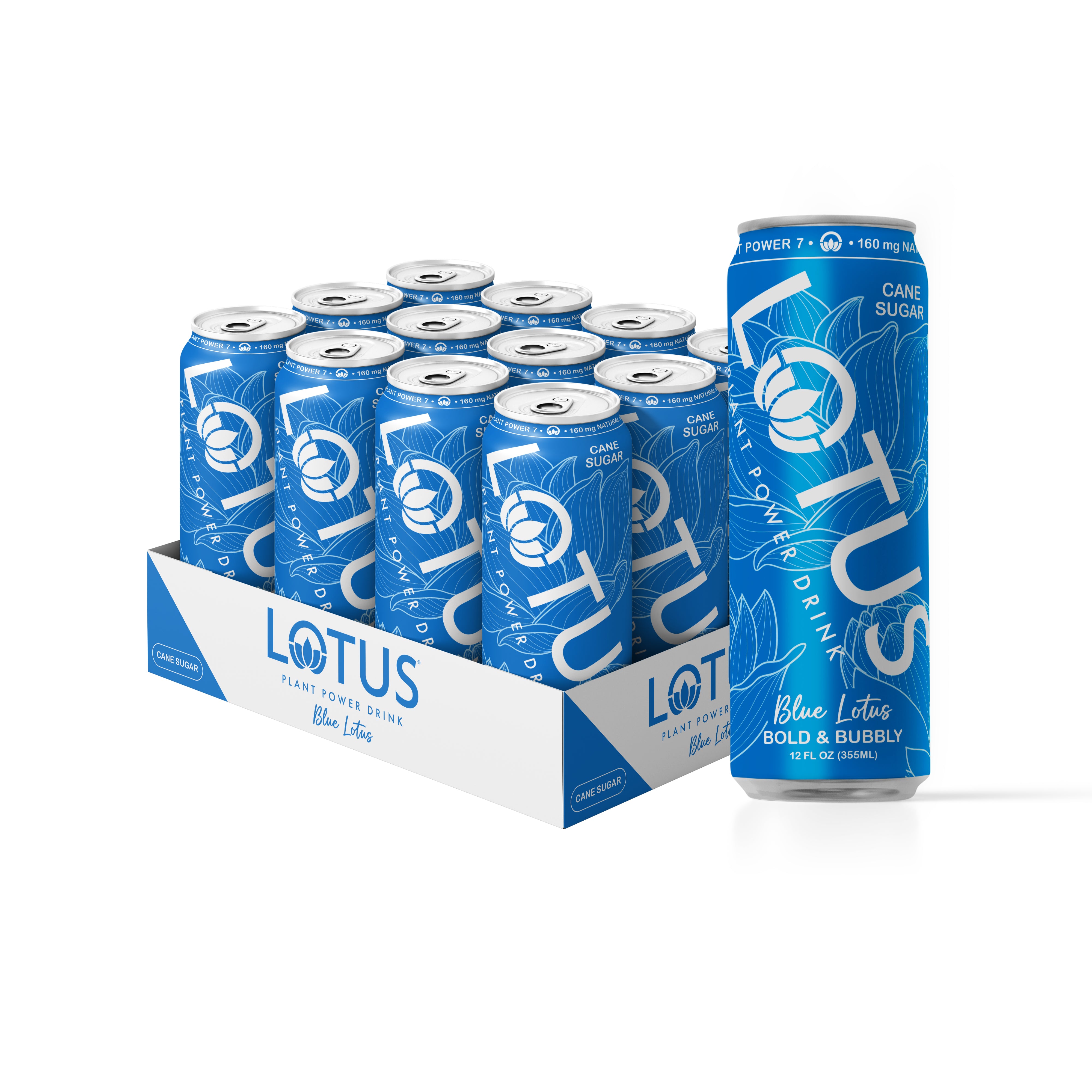 Blue Lotus Plant Power - cane sugar 12oz slim energy drink cans 12 pack 