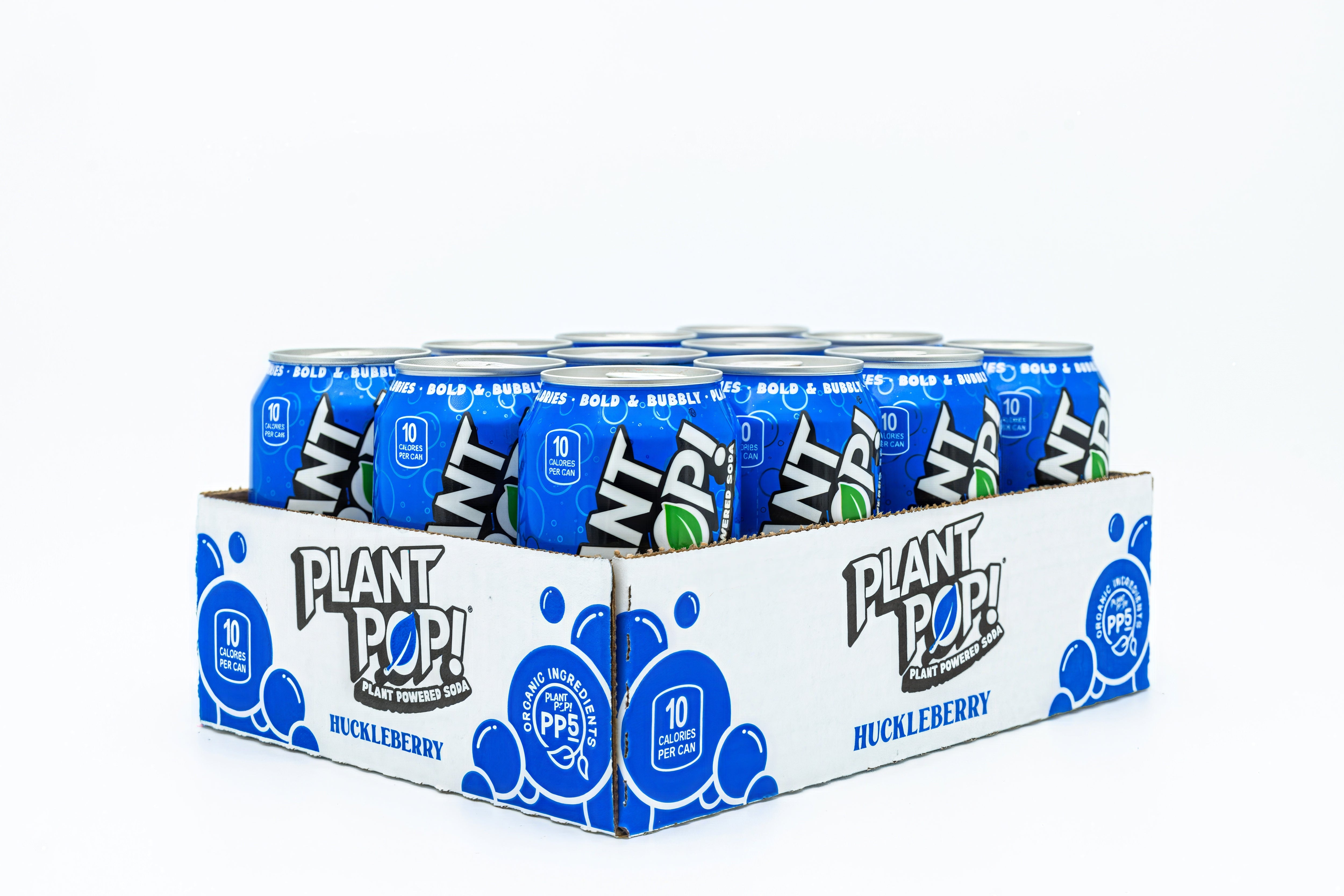 Case of Huckleberry Plant Pop plant powered soda