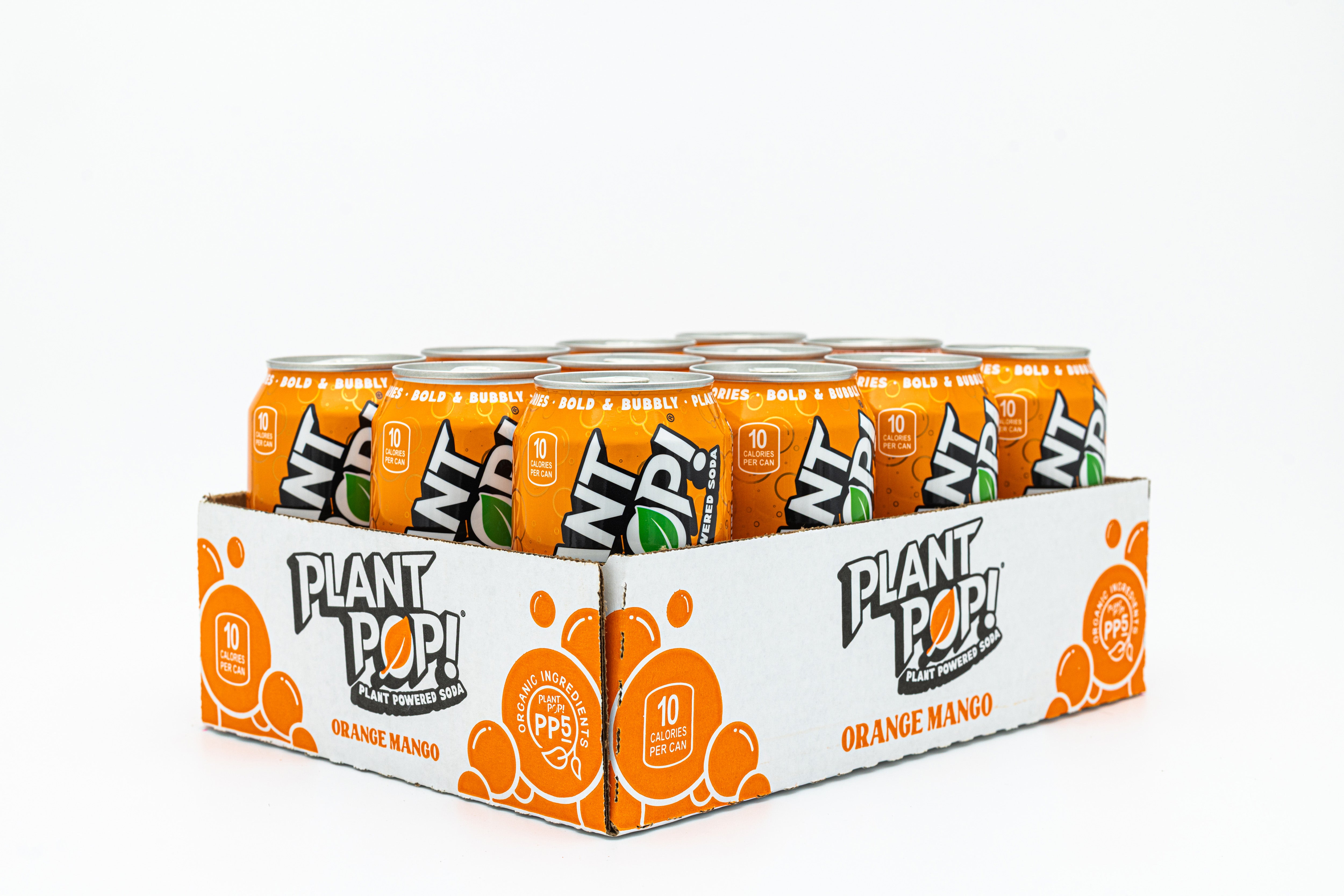 Case of Orange Mango Plant Pop plant powered soda