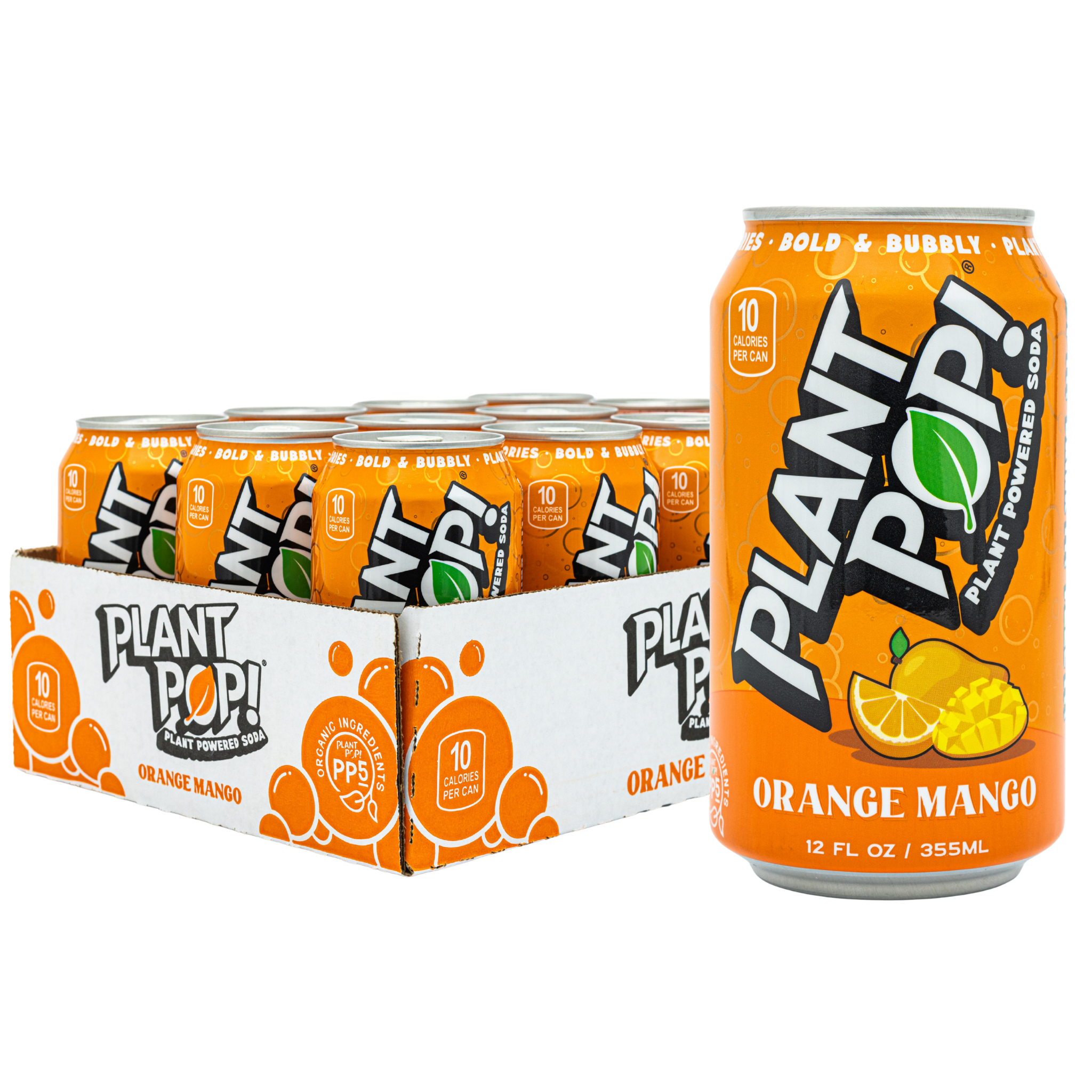 Orange Mango Plant Pop Cans, a multifunctional plant-based soda