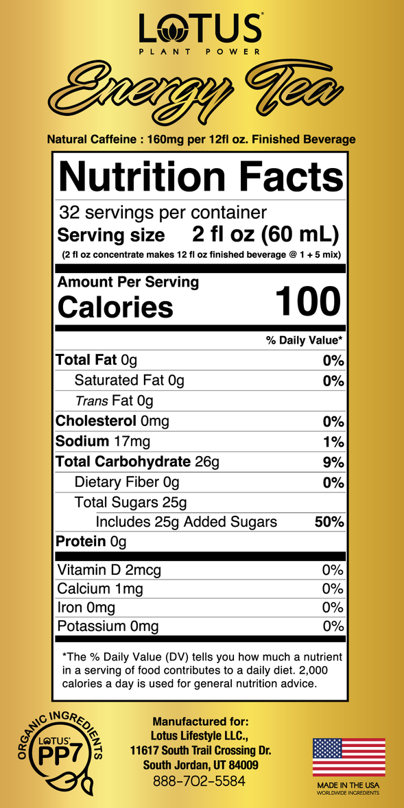 Lotus Energy Tea Concentrate (Naturally Sweetened)